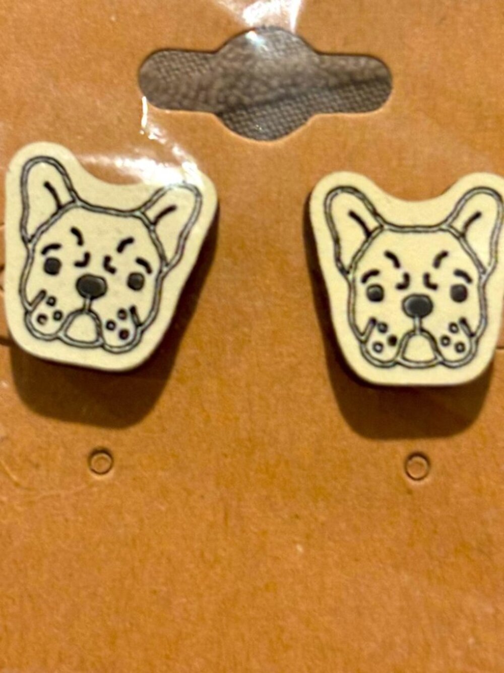 Handcrafted Frenchie Earrings. Handpainted wooden with sterling backings❤️❤️